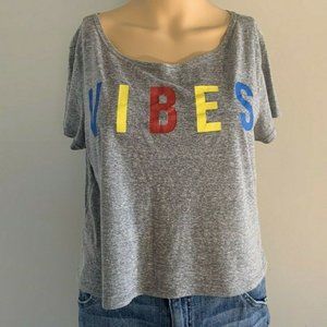 Kali Reve SZ L Gray Juniors Crop Top Short  Sleeve